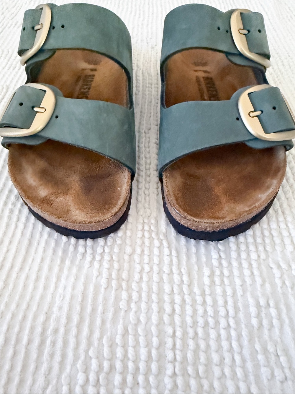 Birkenstock Arizona Big Buckle Thyme Green Leather Sandals Size 36 - Picture 3 of 7